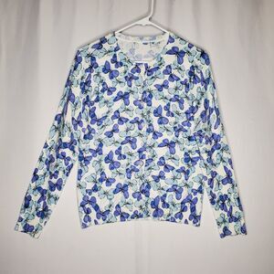 Karen Scott Butterfly Cardigan Women Medium Button Fairycore Whimsigoth Y2K